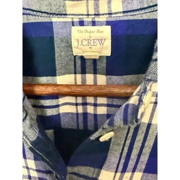 J. Crew Women's Plaid Flannel Button-Up Shirt Blue Size Small. Casual Warm - Picture 2 of 6